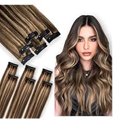 Clip In Hair Extensions Real Human Hair, Single Clip Ins Short Hair Extensions, Remy Balayage Hig...