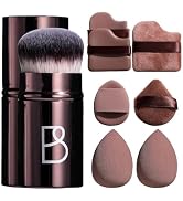 BS-MALL Kabuki Brush Makeup Sponge Set 8 Pcs with Foundation Powder Brush Powder Puff Essential T...