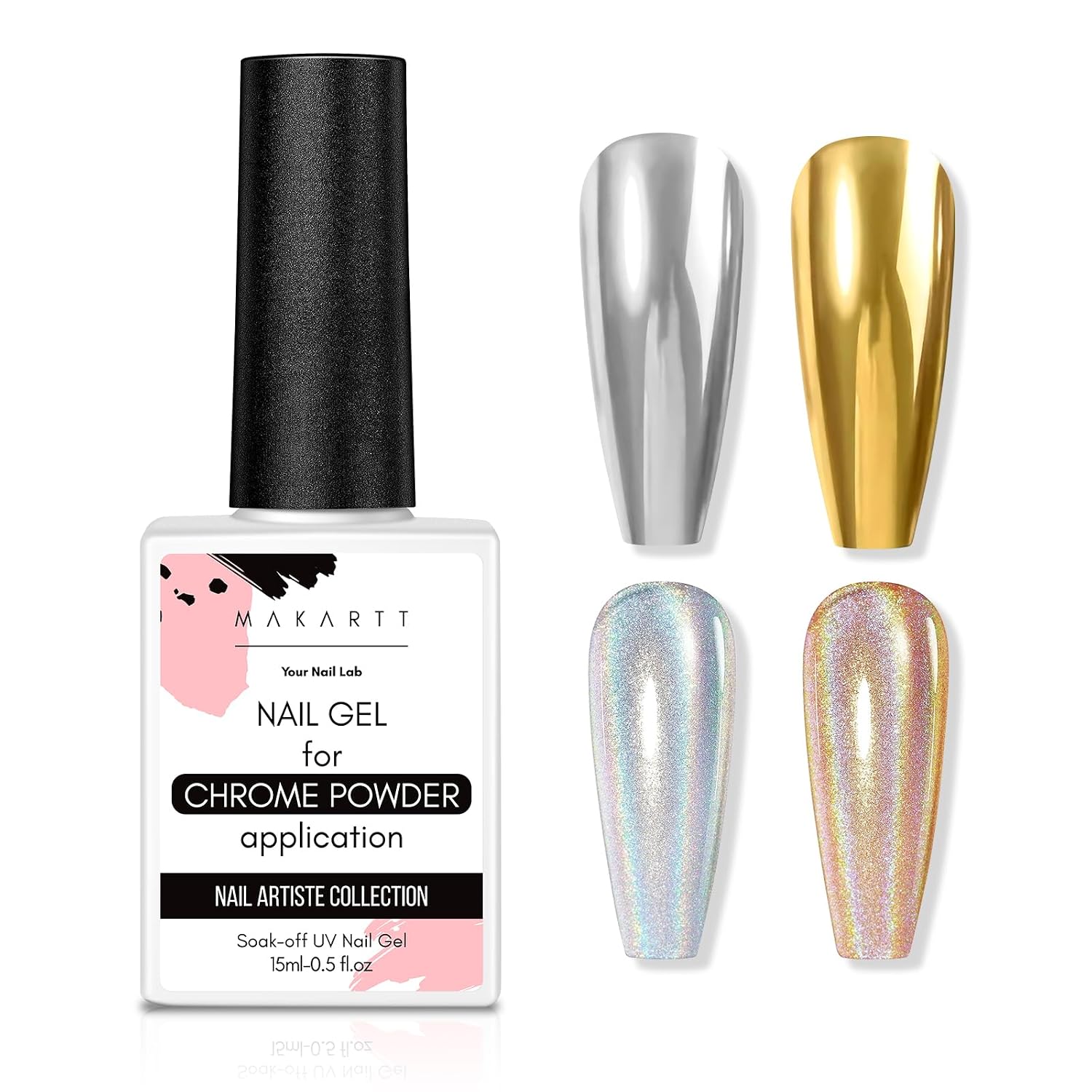 Clear Nail Gel for Chrome Powder, Solid Nail Painting Gel for Metallic Mirror Effect Powder, 3D Nail Molding Gel Polish for Chrome Powder, Special Sculpture Nail Gel DIY Nail 3D Spider Gel
