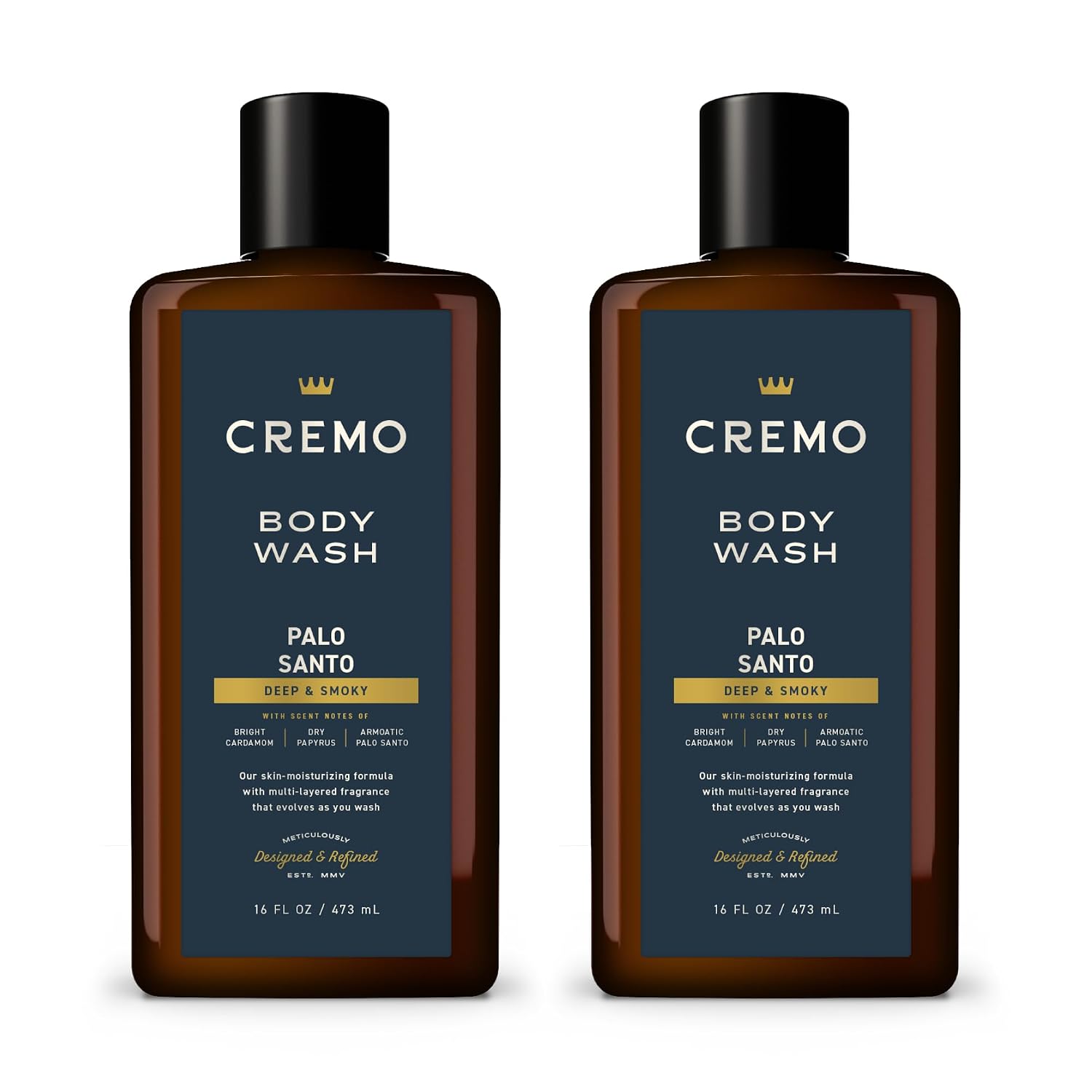 Cremo Rich-Lathering Palo Santo (Reserve Collection) Body Wash, Notes of Bright Cardamom, Dry Papyrus and Aromatic Palo Santo, 16 Fl Oz (2-Pack)
