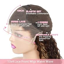 water wave lace front wigs human hair