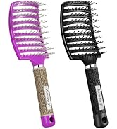 Kertiberif 2 Pack Curved Vented Detangling Brush for Wet and Dry Hair, Paddle Styling Hair Brush ...