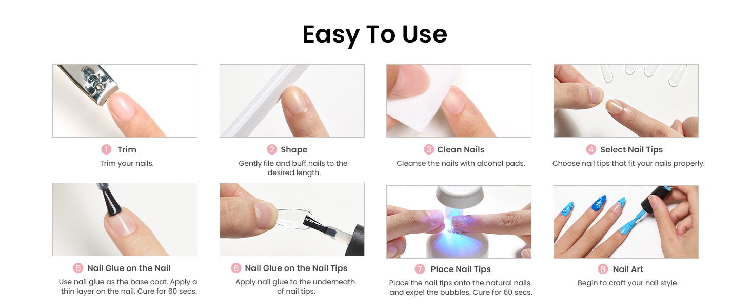 Square Etch X Nail Tips