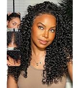 KLAIYI EasiContour V Part Wig Human Hair Curly Glueless Wear And Go Clip In Half Wig Upgrade U Pa...