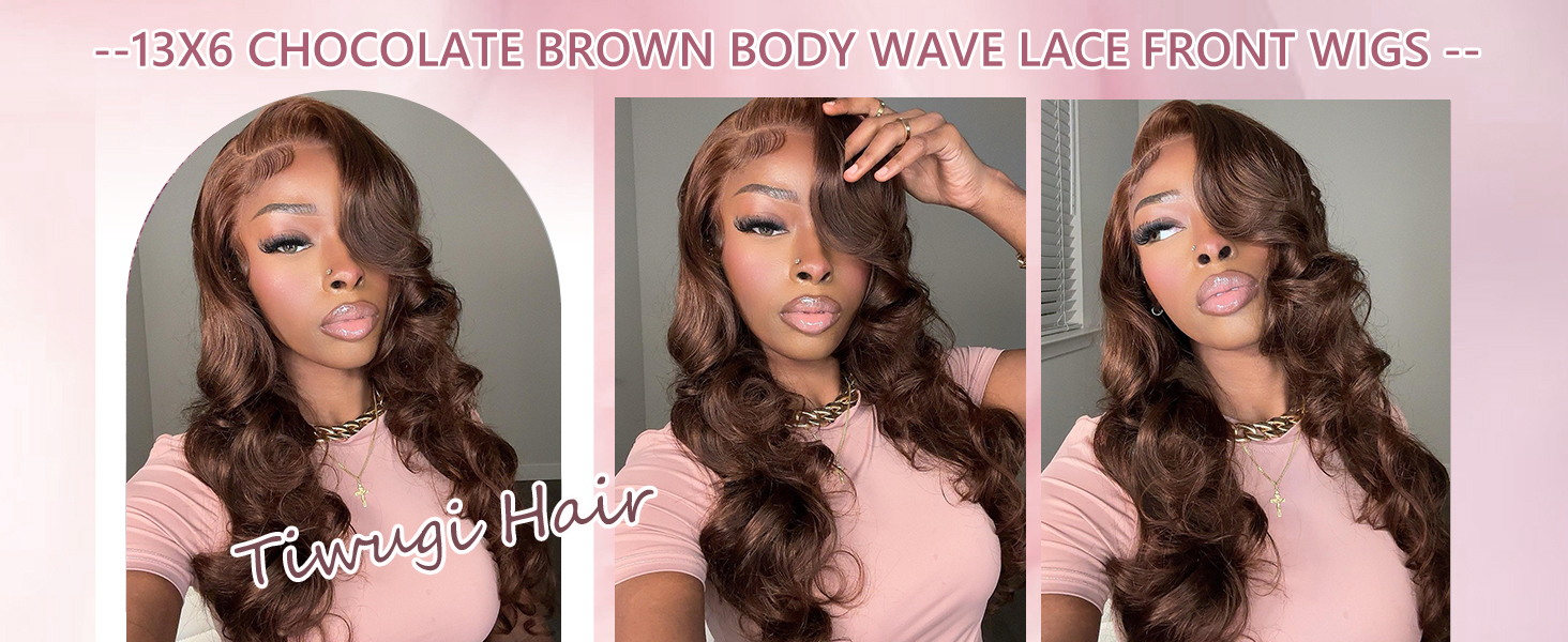 13X6 CHOCOLATE BROWN BODY WAVE LACE FRONT WIGS 
