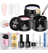 Beetles Hard Gel for Nails Kit Classic Neutral 3 Colors 9 in 1 Nail Extension Sculpting High Hard...