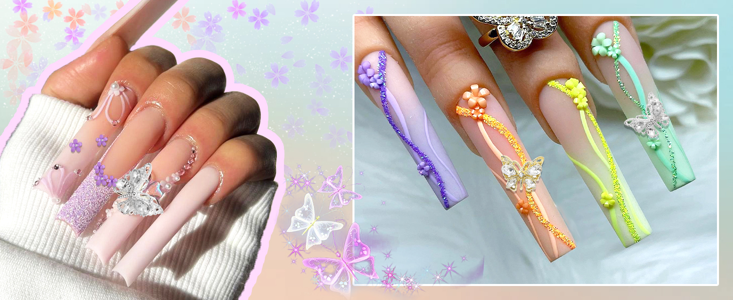 Colorful Flower Nail Charms