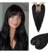 Flufymooz Real Human Hair Toppers for women, 10 Inch Clip in Bangs 100％ Human Hair Toppers for Th...