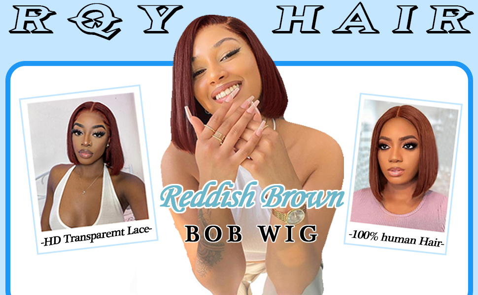 Reddish Brown Bob Wig Human Hair