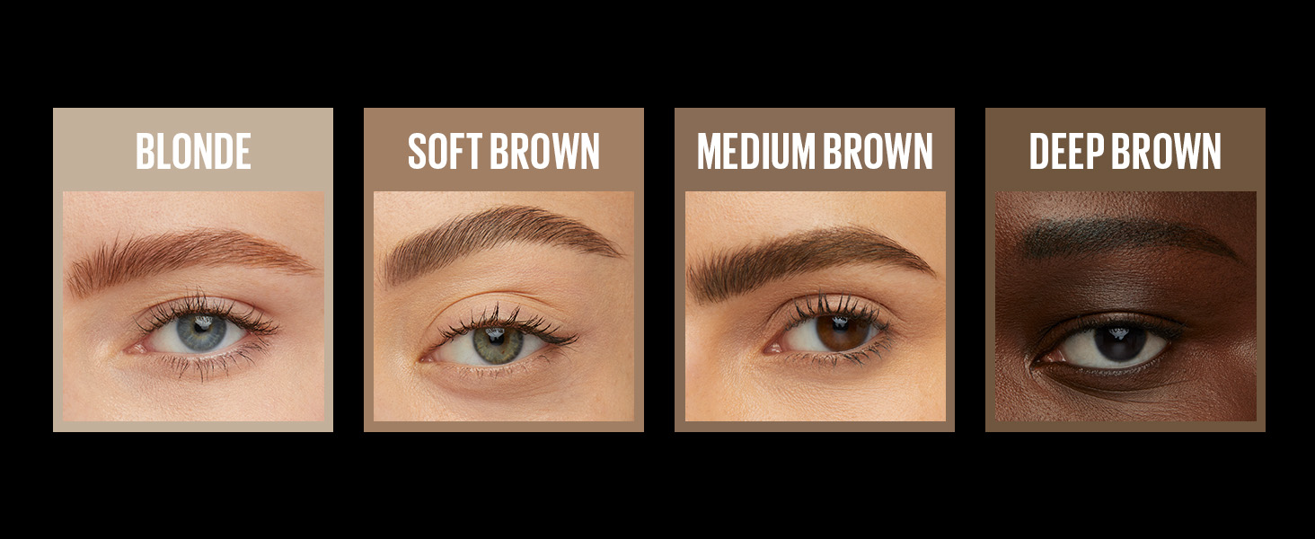 shade range - blonde, soft brown, medium brown, deep brown