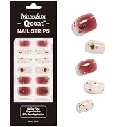 MelodySusie Qcoat Fully Cured Gel Nail Strips (Red Moonlight) - UV Free Nail Polish Strips, Salon...