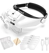 Dilzekui Head Mount Magnifier with LED Light, Rechargeable Headband Magnifier, Head-Mounted Magni...