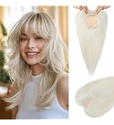 Flufymooz Real Human Hair Toppers for women, 10 Inch Clip in Bangs 100％ Human Hair Toppers for Th...