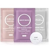 Travel Size Disposable Toiletry Set, Moisturizing & Nourishing, with 0.34 oz Body Lotion, Shampoo...