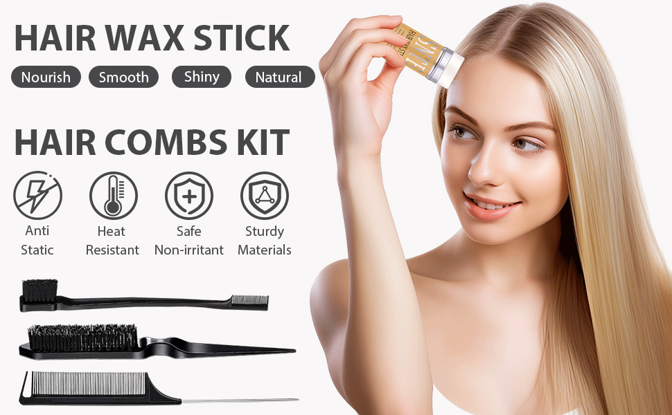 Hair Wax Stick & Hair Combs Kit
