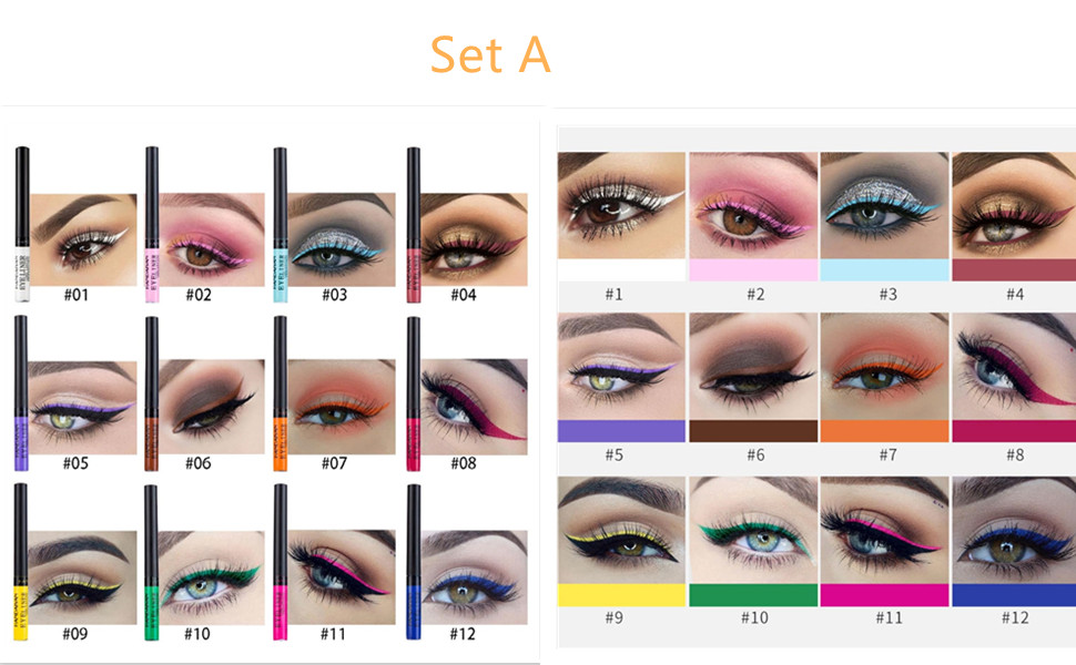 12 Color Matte Liquid Eyeliner Set