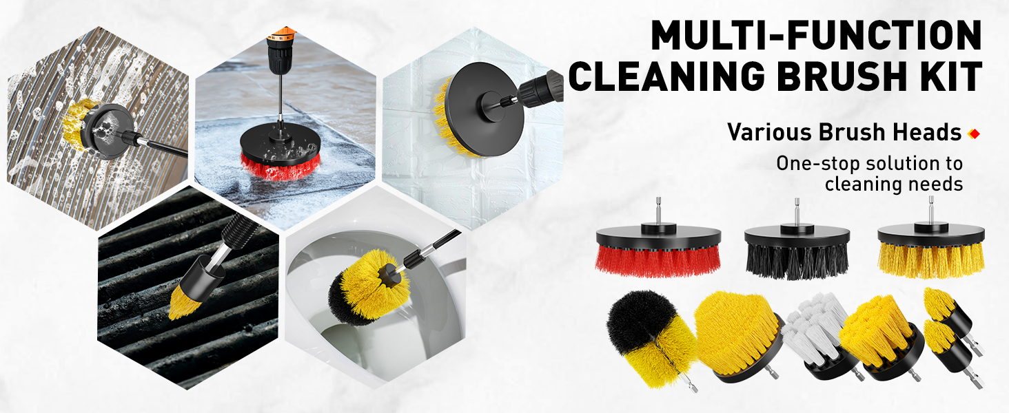 Drill Brush Attachment Set