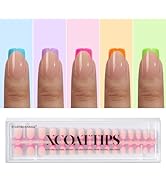 btartboxnails XCOATTIPS French Gel Nails - Brighter Pastel French Tip Press on Nails, Short Squar...