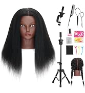 Mannequin Head with Human Hair 16'' Cosmetology Manikin Doll Head with 100% Real Human Hair for B...
