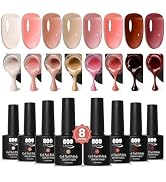 YTD Likomey Nude Nail Gel Color Gel Set,8 Colors Translucent Neutral Jelly Sheer Rose Pink Brown ...