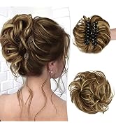 Claw Clip Messy Bun Hair Piece Real Human Hair Buns Wavy Curly Chignon Hair Bun Extensions Tousle...
