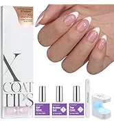 BTArtboxnails XCOATTIPS French Nail Tips - Short Almond Nail Tips with Nail Gel, French Protecing...