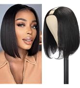 Mylene U Part Human Hair Wig For Black Women 12 inch Short Bob Straight Hair Wigs 150% Density Cl...