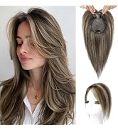 Flufymooz 100% Real Human Hair Toppers for Women, 10 Inch Clip in Human Hair Topper for Thinning ...