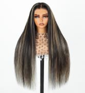 Arabella Highlight Lace Front Wig Human Hair 13x4 Ombre Lace Front Wig Human Hair 210% Density Re...