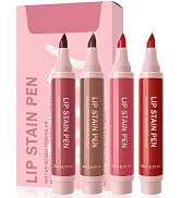 Lip Stain Liner Pen Set-4 Pcs Hydrating Lip Stain Lip Liner Pencil Kit,Longlasting Waterproof Smu...