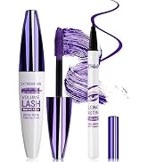 Purple Mascara Liquid Eyeliner Set, Update Longlasting Waterproof Color Eye Liner Pen, 5D Silk Fi...