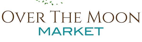 Seller brand logo of leaves winding through a moon and stars with the title Over The Moon Market