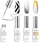3Pcs 8ml Gel Liner Nail Art Polish Pen Set Build in Thin Brush, White Gold Silver Nail Design Pol...