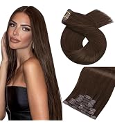 Moresoo Hair Extensions Clip in Human Hair Dark Brown Seamless Clip in Hair Extensions Human Hair...