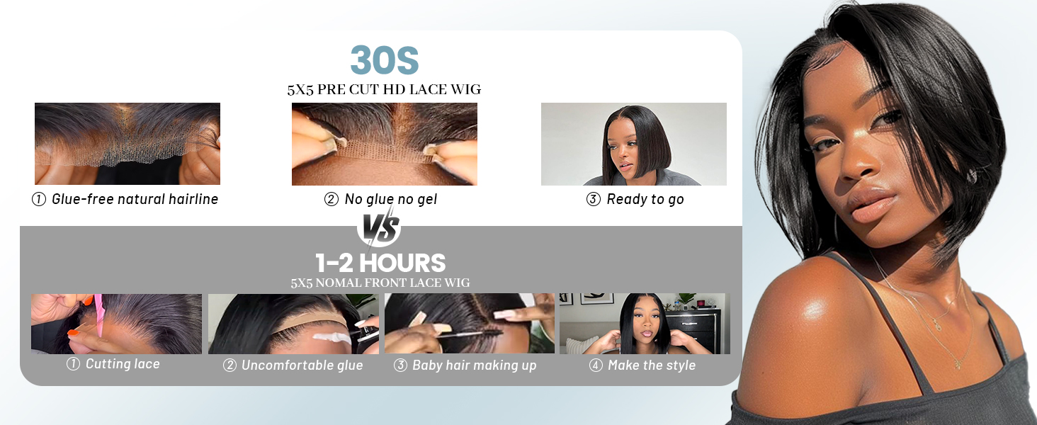bob wig human hair Glueless Wigs Human Hair Pre Plucked Pre cut black wig halloween wig halloween