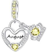 LUXILLA Birthstone Charms 925 Sterling Silver Cubic Zirconia Heart Dangle Charms fit for Bracelet...