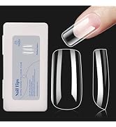Medium Square Nail Tips, 500Pcs Beetles Gel X Nail Kit Medium Square Pre Shaped Clear Full Cover ...