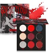 Afflano Black Red Eyeshadow Palette Gothic Clown Halloween Makeup, White Silver Glitter Metallic ...