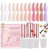 SAVILAND Builder Nail Gel Set: 12 Colors Castor Oil Gel Builder in a Bottle Vitamin E Hard Gel fo...