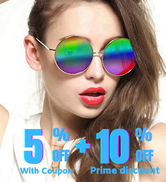 Oversized Round Circle Mirrored Hippie Hipster Sunglasses - Metal Frame Multicoloured