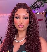 Aveiyce Reddish Brown Deep Wave Lace Front Wigs Human Hair Auburn Colored 13x4 HD Transparent Lac...