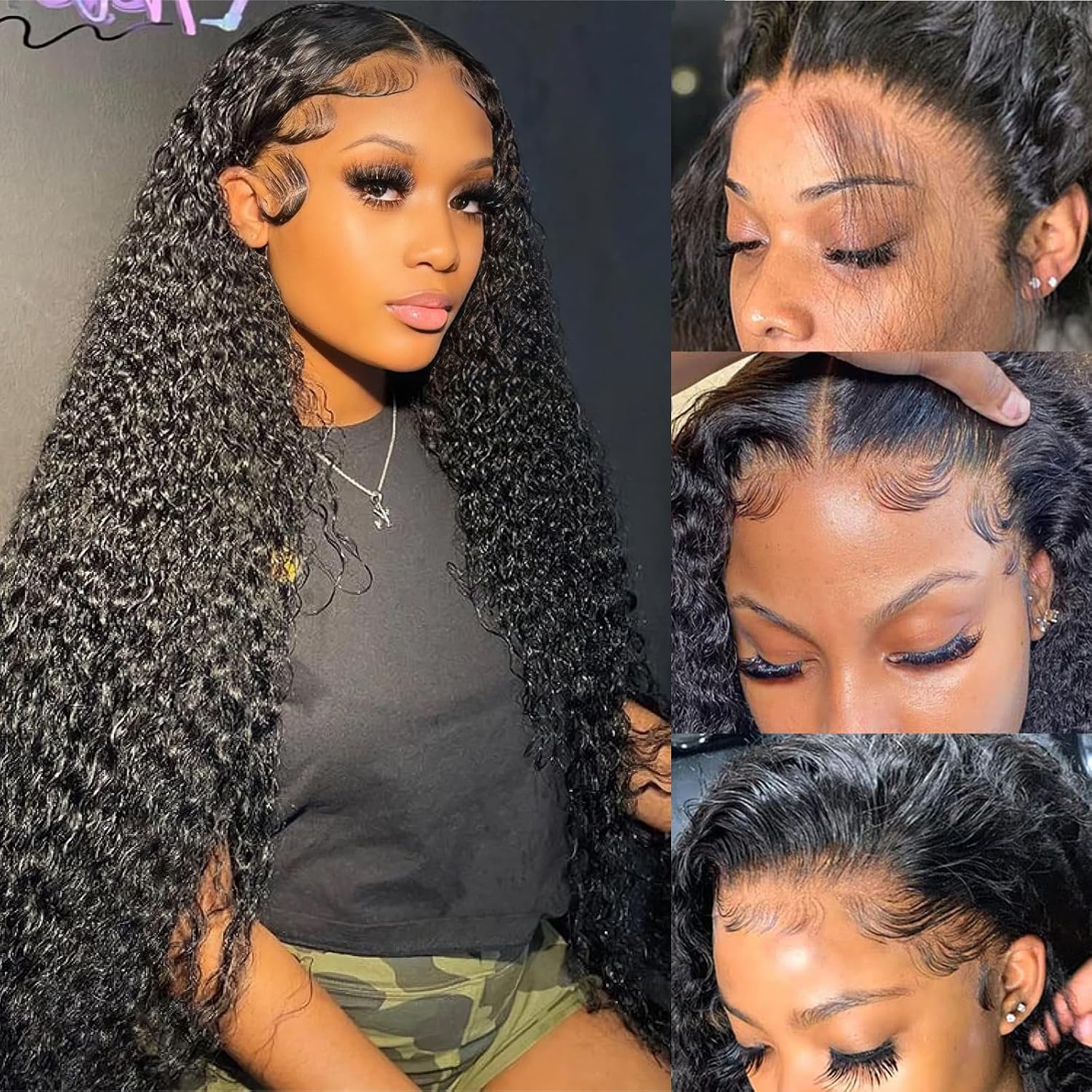 Deep Wave Lace Front Wigs Human Hair Pre Plucked 180% Density HD Transparent 13x4 Lace Frontal Wigs For Women Human Hair Lace Front Wigs Deep Curly Lace Front Wig Human Hair (30 INCH)