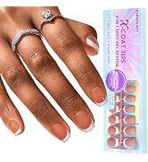 btartboxnails XCOATTIPS French Tip Nails, 300pcs Brown XS Short Square French Tip Gel Nails, Fren...