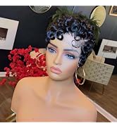 SisBroSis Pixie Cut Lace Front Human Hair Wigs 13X4X1 Lace Frontal Wigs Short Layered Pixie Cut C...