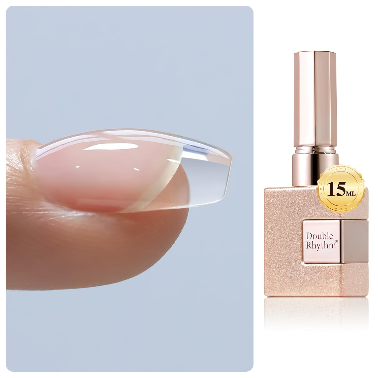 Double Rhythm 5 in 1 Builder Clear Gel Nail Polish in a Bottle, Nail Strengthener Gel Polish for Nail Thickening Extension Hard Structure Glue Led UV Lamp (5 in 1-1)