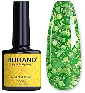 BURANO Glitter Gel Nail Polish, LED UV Nail Gel Shimmer Holographic Effect Soak off Gel Curing Re...