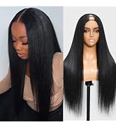 Julia Hair V Part Wig Human Hair Yaki Straight Glueless Wigs for Women 12A Briazilian Remy Hair U...