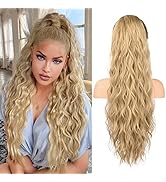 FLUFYMOOZ Ponytail Extension, 26 Inch Drawstring Ponytail Hair Extensions for Women， Long Curly W...
