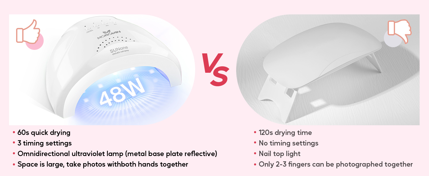 compare of nail lamp