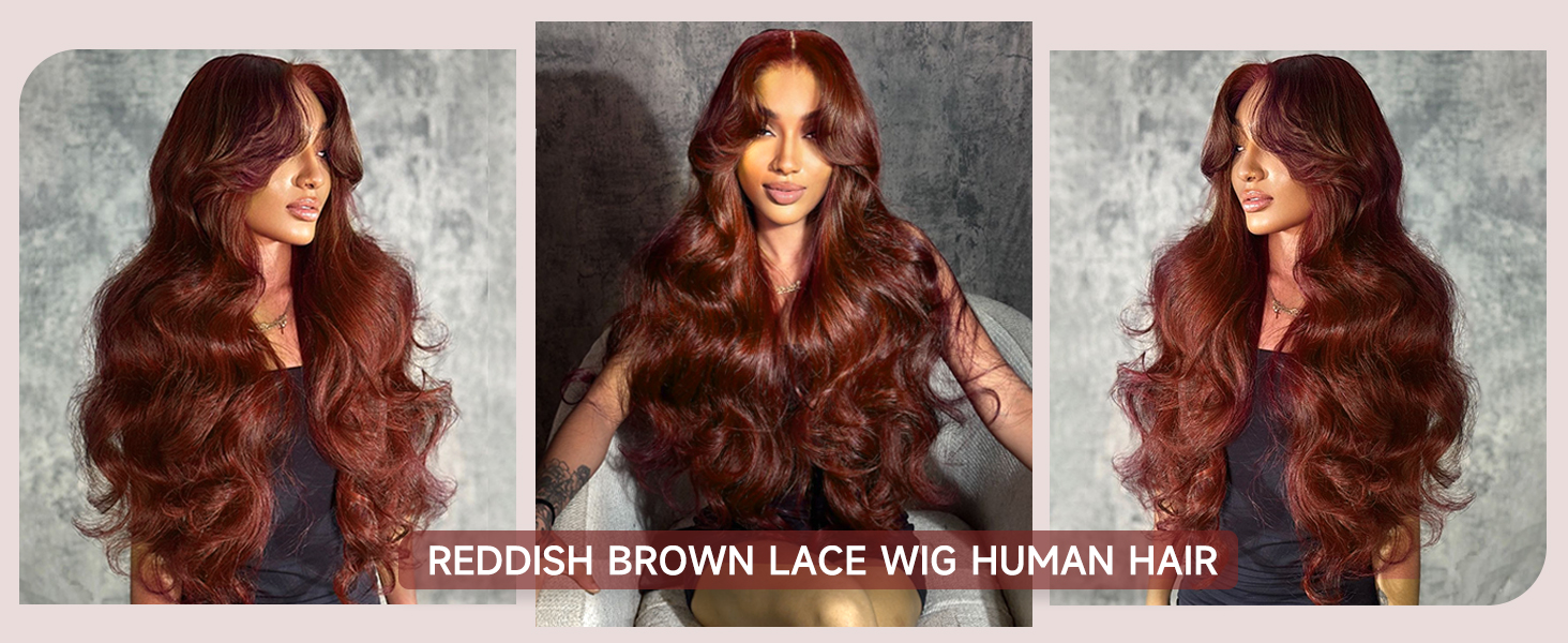 Reddish Brown Lace Front Wigs Human Hair